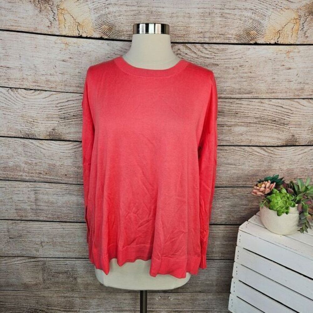 Apt. 9 Coral Pink Lightweight Knit Sweater Long Sleeve Pullover XL